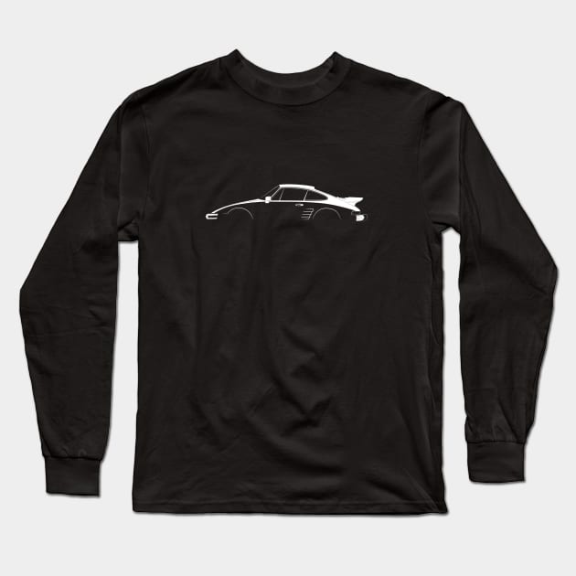 Porsche 911 Turbo Flachbau (930) Silhouette Long Sleeve T-Shirt by Car-Silhouettes